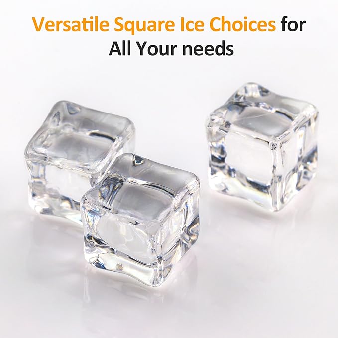 Crystal Clear Ice Maker, Compact Countertop Ice Machine, 3 x 1.6 Ice Cubes in10-Mins, Self-Cleaning, LED Light & Timer, Portable Electric Ice Maker for Kitchen, Bar, RV, Black