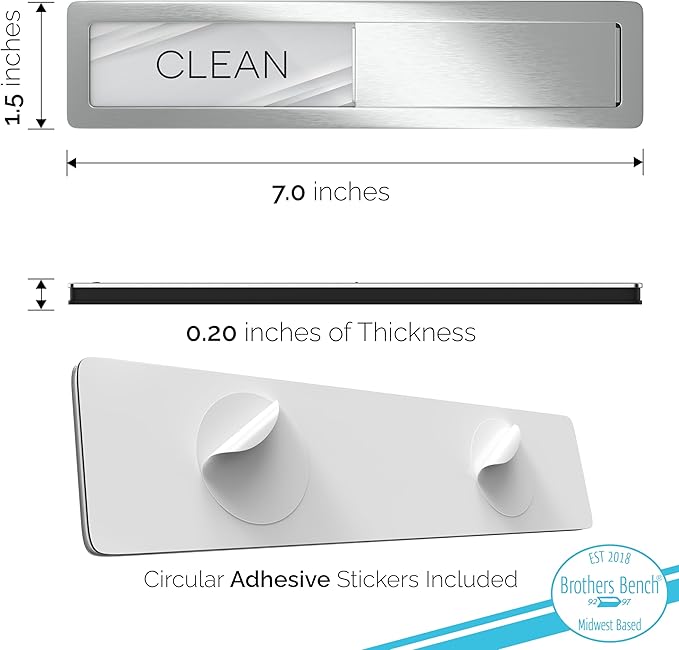 Stainless Steel Dishwasher Magnet Clean Dirty Sign, Premium Clean Dirty Magnet for Dishwasher with a Protective Backing & Adhesives, Kitchen Gadgets Decor, Black White Dirty Clean Dishwasher Magnet