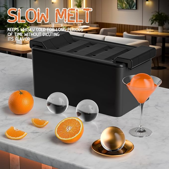 Clear Ice Ball Maker,8 Cavity Ice Sphere Mold for Whiskey,1.94" Whiskey Ice Ball Mold,Idea Gifts for Dad Boyfriend Boss Men who Have Everything