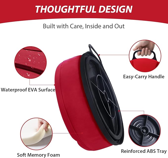 5 Gallon Bucket Seat with 3" Thick Seat Foam Cushion, 360°Swivel Bucket Lid Seat, Waterproof & Silent Bucket Seats for Ice Fishing, Baseball, Hunting and Camping