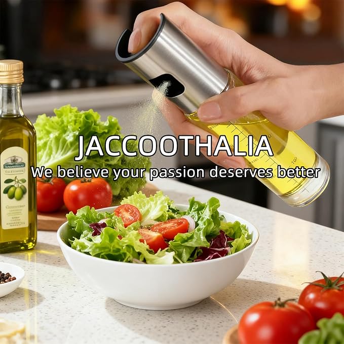Olive Oil Sprayer, 3.5oz/100ml Oil Sprayer for Cooking, Oil Sprayer for Air Fryer, Stainless Steel Pump for Mist Spray, Food Grade Glass Metarial Mister for Kitchen Gadgets, Salad, BBQ