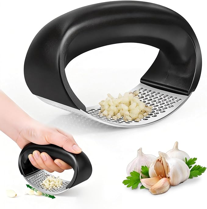 Cook Guy 304 Stainless Steel Garlic Press Rocker - Premium Stainless Steel Garlic Press Rocker –Garlic Mincer with a Comfortable Grip Garlic Grinder