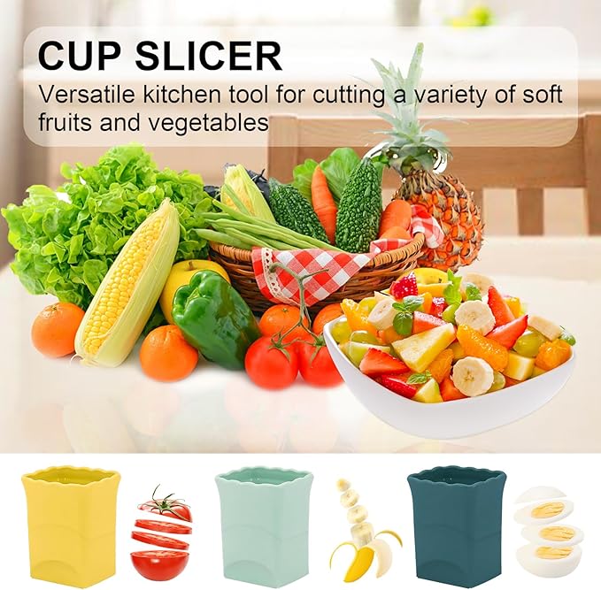 Strawberry Slicer Cup：Fruit Slicer Cup for Strawberry Egg Banana Mushroom Cucumber Kiwi and Veggie Salad Speed Cutter the Kitchen Portable Slicing Tool(1pcs)