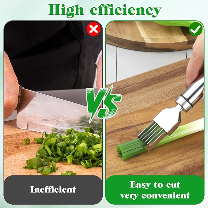 2 Pcs Green Onion Cutter Stainless Steel Green Onion Slicer Shred Silk The Knife Scallion Shredding Tool Multifunctional Vegetable Cutter Tool for Kitchen
