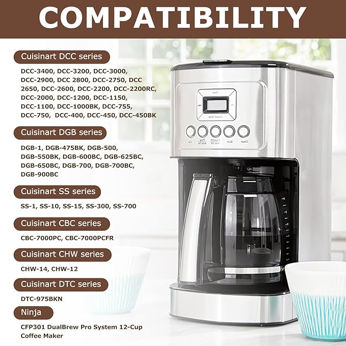 KEEPOW Reusable Coffee Filter Replacement 8-12 Cup, Compatible with Ninja & Cuisinart Coffee Makers, #4 Cone Gold Tone Coffee Filter Basket