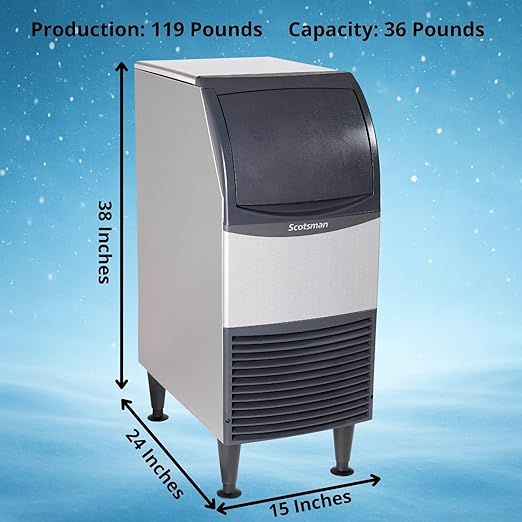 Scotsman UN1215A-1 15" Air-Cooled Nugget Undercounter Ice Maker Machine with 36 lb. Storage Capacity, 119 lbs/Day, 115v, NSF