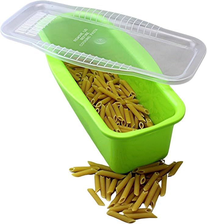 Microwave Pasta Cooker with Built-In Portion Tool, BPA-Free Microwave Pasta Maker for Spaghetti, Ramen & Vegetables, Dishwasher Safe