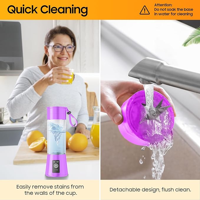 2026 Newly Upgraded Portable Smoothie Blender - Cordless Personal Blender Type-C Rechargeable, 13Oz Juice Cup BAP Free, 20,000Rpm Speed Powerful Blending, Freshly Squeezed in Sports/Office
