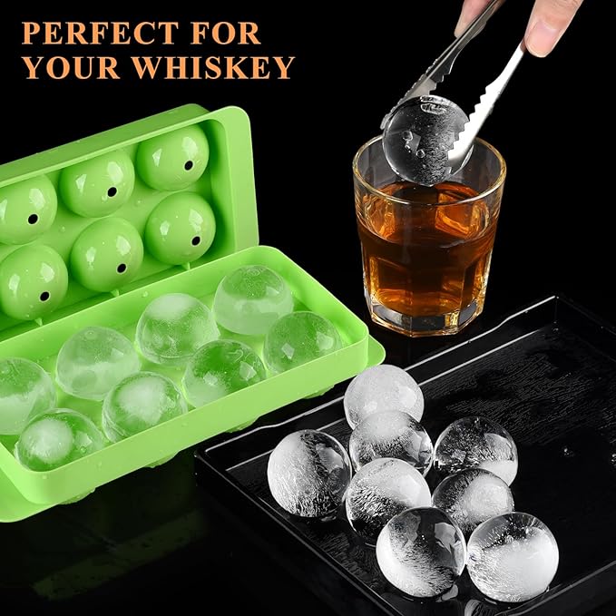 Round Ice Cube Mold,1.8 INCH x 8,Ice Ball Maker Mold | Round Ice Cube Trays for Freezer,Whiskey Ice Cubes Mold,Circle Ice Cube Tray with Lid,Ice Trays-Ice molds for Whiskey,Cocktails