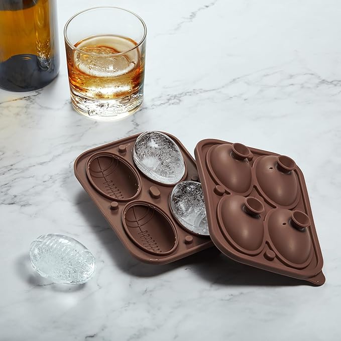 ACOOKEE Novelty American Football Gifts Ball Ice Maker Mold, 2.2" Large Sphere Round Ice Cube Mold for Cocktails, Whiskey, Bourbon, Fun Shapes Big Whiskey Ice Cube Mold Gifts