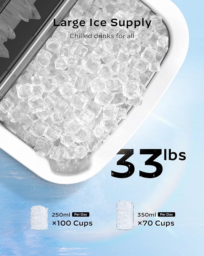 Nugget Ice Maker Countertop, Silonn Chewable Pellet Ice Machine with Self Cleaning Function, Pebble Portable Ice Maker with Ice Scoop for Home Kitchen Office, Black