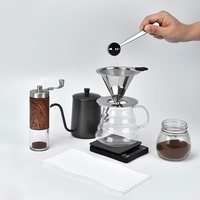 NKOVE Pour Over Coffee Dripper Stainless Steel Reusable Filter Paperless Cone Coffee Maker Dripper for 1-2 Cup