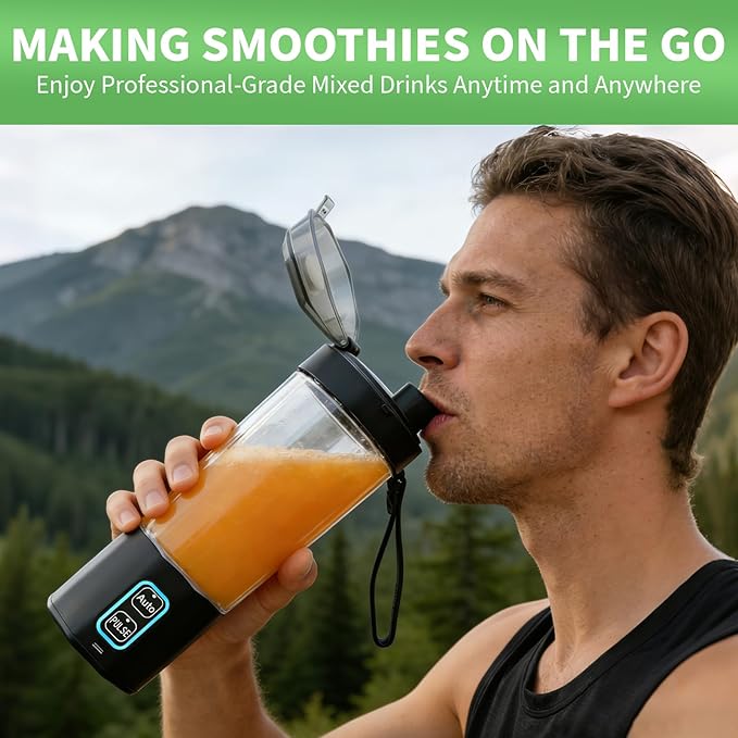 Portable Blender for Smoothie, 24 oz Cordless Personal Juicer Protein Shaker, BPA Free, Leakproof Lid, Rechargeable, Licuadora Portatil for Kitchen Outdoor Traveling Camping Gym Fitness