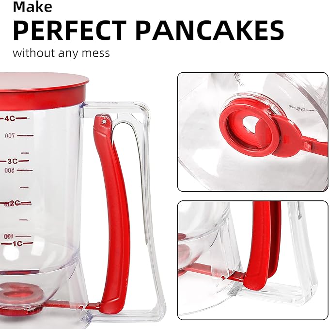 Batter separator Cupcakes Pancakes Cookie Cake Waffles Batter Dispenser cookie separator batter Cream Speratator Cup Measuring Baking Tools (red)