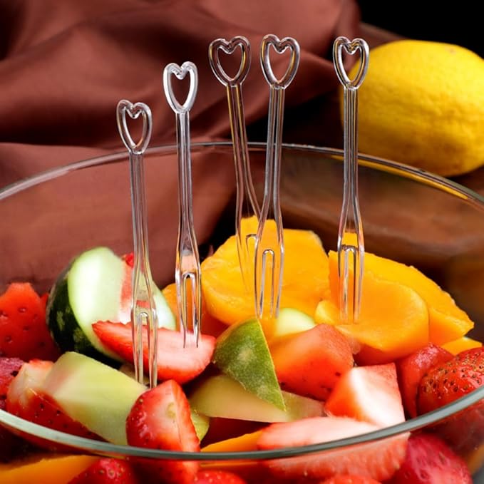 3 Pieces Watermelon Cutter Slicer Tools with 100PCS Disposable Plastic Fruit Forks,Stainless Steel Watermelon Cube Cutter Fruit Digging Spoon Carving Tools for Kitchen Gadget