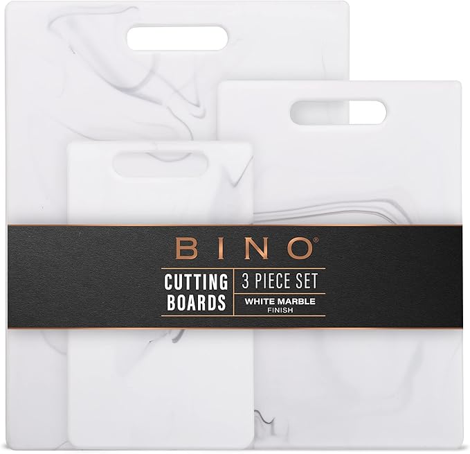 BINO Cutting Board - 3-Piece Chopping Boards | BPA-Free Plastic, Durable, Multipurpose, Dual-Sided, Dishwasher Safe, Easy to Clean | Charcuterie Accessories | Home & Kitchen Utensils