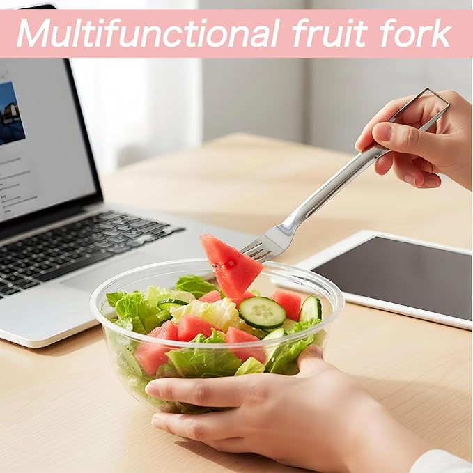2pcs Watermelon Cutter Slicer 2-in-1 Stainless Steel Fruit Cutter Watermelon Fork Slicer Portable Tool for Home Party Camping Kitchen Gadget Dual Heads Fruit Forks for Salad BBQ