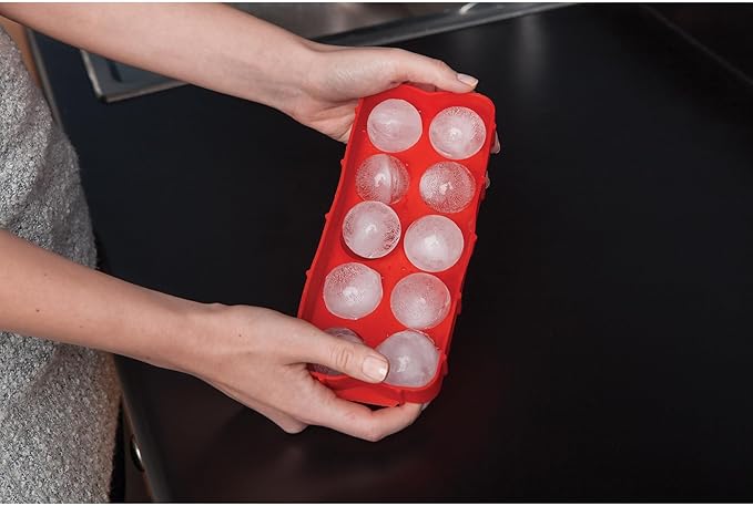 HIC Kitchen Cannonball Silicone Ice Cube Tray, Non-Stick, Makes 10 Large Ice Balls