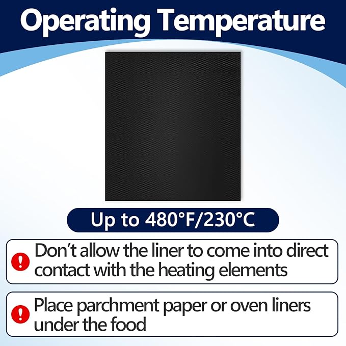 8PCS Reusable Oven Liners for Gourmia Toaster Oven GTF7460, Air Fryer Liners with Non-stick Coating