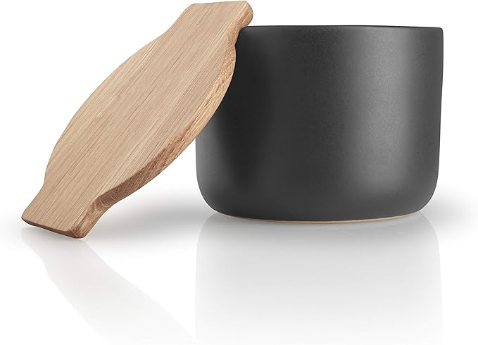 Eva Solo | Nordic Kitchen Salt Cellar with Oak Lid | Stylish for both kitchen use and table serving | Danish Design & Functionality | Tools Kitchen Gadgets & Accessories