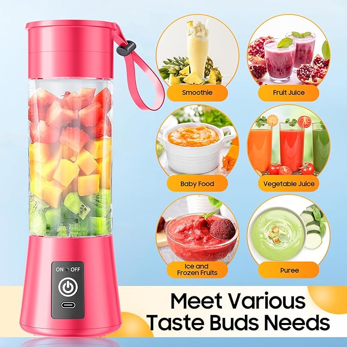 2026 Newly Upgraded Portable Smoothie Blender - Cordless Personal Blender Type-C Rechargeable, 13Oz Juice Cup BAP Free, 20,000Rpm Speed Powerful Blending, Freshly Squeezed in Sports/Office