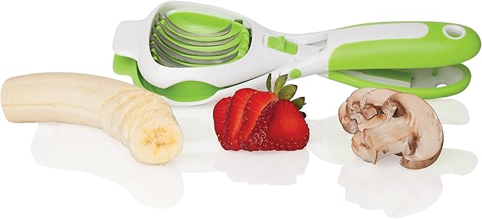 HIC Kitchen Handy Dandy Slicer For Eggs, Fruit, Mushrooms, Stainless Steel Blades, Non-Slip Grip, Spring-Loaded Action
