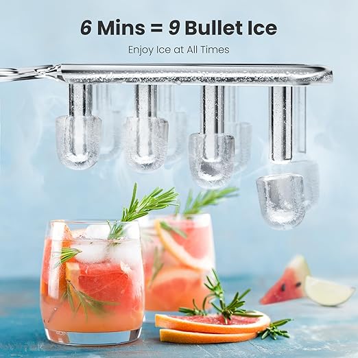 Kismile Countertop Ice Maker with Handle, 26Lbs/Day, 9 Ice Cubes in 6 Mins, Self-Cleaning Portable Ice Machine for Home, Kitchen & Office (Black)
