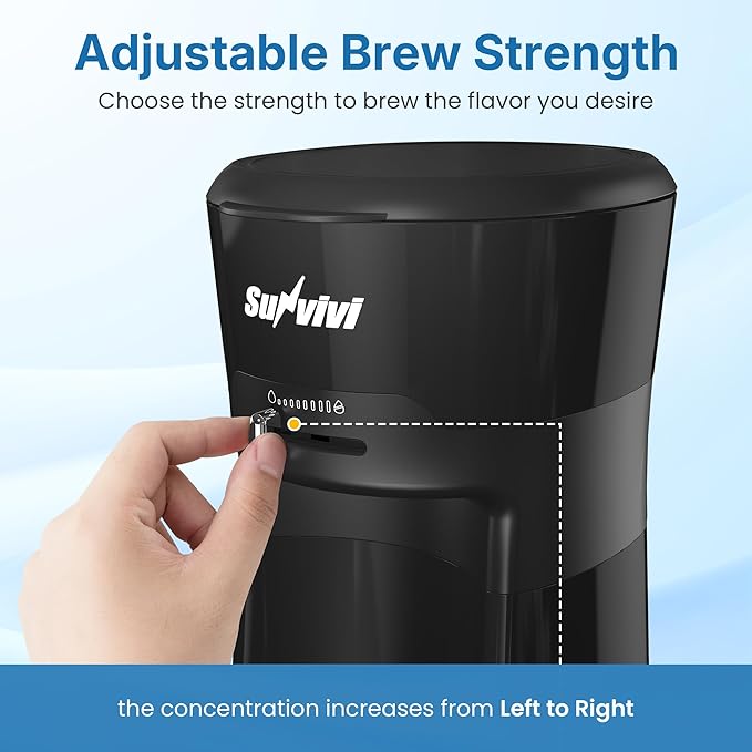 Iced Tea Maker Machine with 20OZ Pitcher, Cold Brew Coffee Maker with Reusable Filter, Strength Control for Flavor, Compact Single Serve Machine for Grounds/Tea for Home & Office, Black