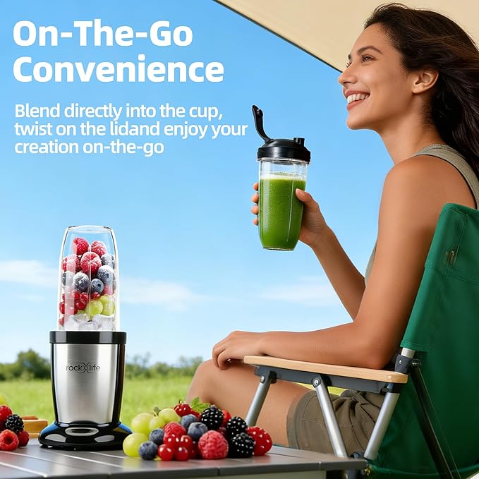 Personal Blender for Smoothies and Shakes, 2-in-1 Bullet Grinder with 24oz To-Go &10oz Cup Portable Ice Crushing Mini, BPA-Free&Dishwasher Safe, Protein Shake Maker,Silver