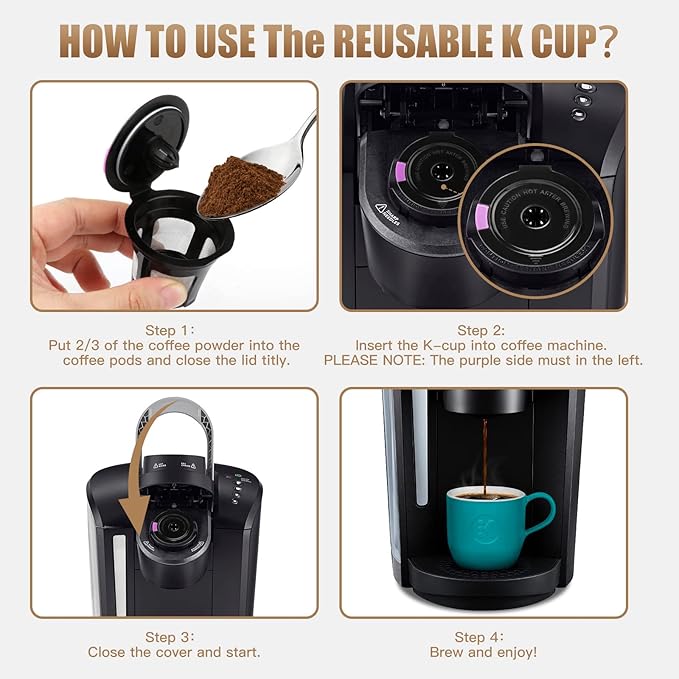 Reusable K Cups for K-eurig, 8 Pack K Cup Reusable Coffee Pods, Universal Reusable K Cup for K-eurig 1.0 and 2.0, Refillable K Cup Coffe Pods BPA Free