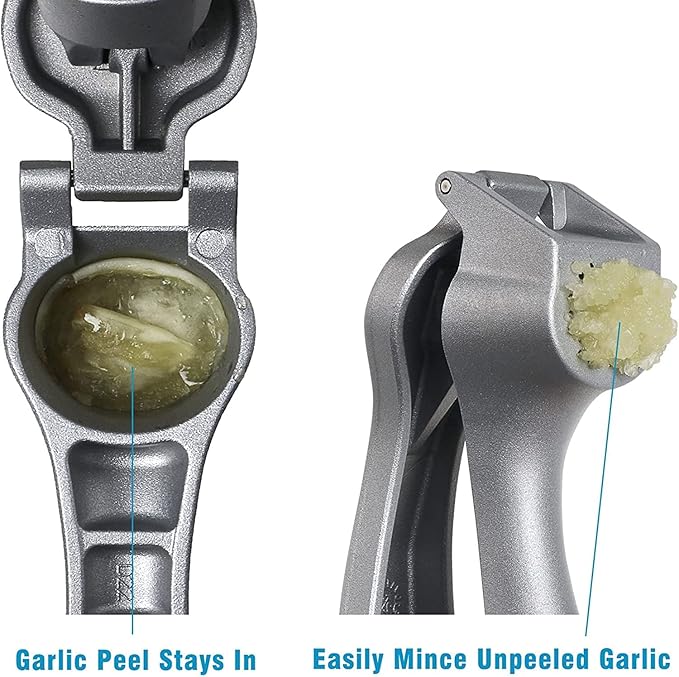 Pamperεd Chεf Garlic Press, Garlic Mincer Easy-squeeze Ergonomic Handle, No Need To Peel, Rust Proof, Professional Ginger Press & Garlic Crusher with Handy Cleaning Brush- Dishwasher Safe