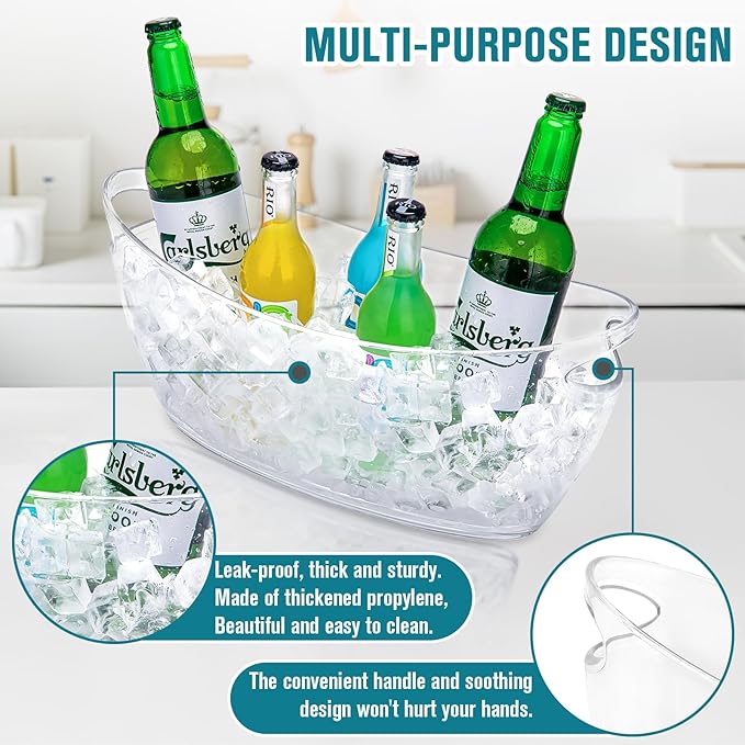 Ice Buckets for Parties, 2 PCS Ice Bucket for Cocktail Bar, 5.5L Drink Buckets for Parties, Wine Cooler, Champagne, Cocktails, Beer Chiller with 2 Ices Bucket Scoop(Clear)