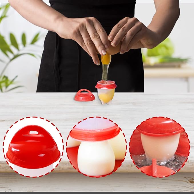 6 Pcs Egg Cooker, Silicone Non-stick Egg Boiler, No Shell Egg Cook Cups, Fast Poaching Egg for Breakfast