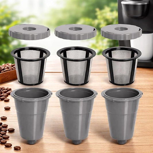 Reusable Coffee Filter Compatible with Keurigg My K Cup B30 B40 B50 B60 B70 K10 MINI Plus K15 K40/45 K55 K60/65 K70/75/79 Series 5048 Old Mode Grey by Podoy (3 Pack)
