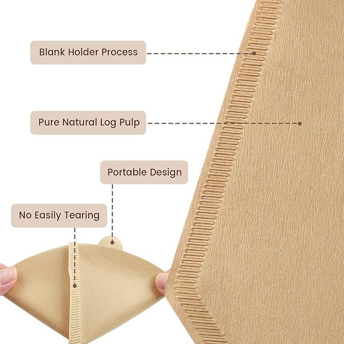 200 Count Cone Coffee Filters #2, Clinuse Unbleached Size 02 Coffee Filter 2-6 Cup, Disposable Natural Paper Filters, 02 Cone Filters for Pour Over and Drip Coffee Maker