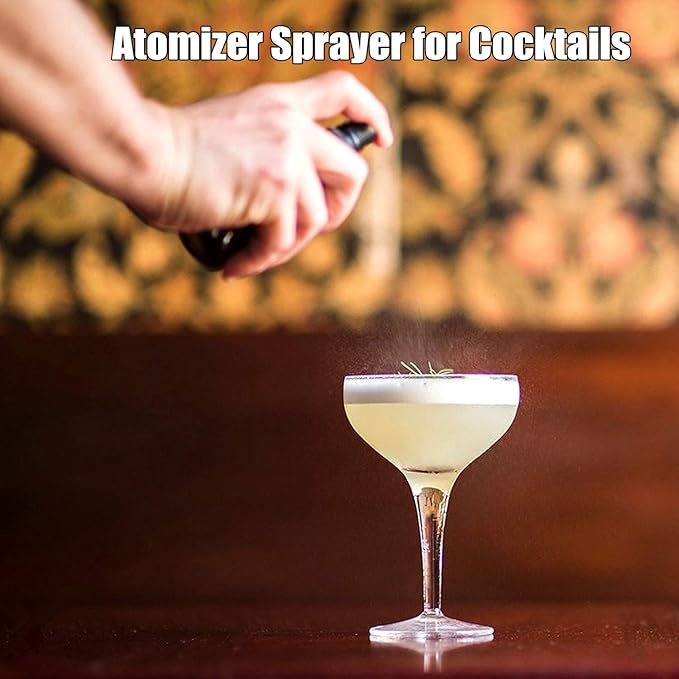 Shining Craft Cocktail Atomizer Sprayer - 1.7OZ / 50ml, Cocktail mister Vermouth Spritzer Bitters Spray Bottle for Cocktails Portable Perfume Refillable Sprayer, SC008 (Black)