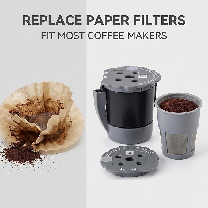 Universal Reusable Filter MultiStream Technology - Gray Reusable Coffee Filter Approved Quality Durable Replacement Parts