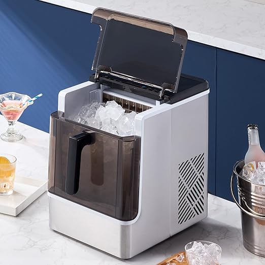 VEVOR Ice Cube Maker Countertop, 32 Cubes Ready in 15 Mins, 50lbs/24h Self-Cleaning Portable Ice Maker with Convenient Ice Transfer, 3 Sizes Ice Cube Maker Machine for Home Kitchen Office Party