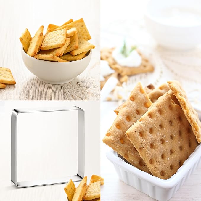 Square Round Corner Cookie Cutter Sandwich Cutters for Lunchbox Fruit Cutters Vegetable Cutters for Baking DIY X‘mas Birthday Party Decor, Pack of 5