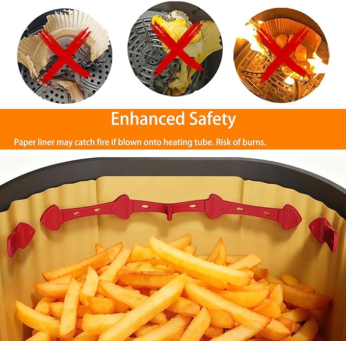 Air Fryer Magnets for Parchment Paper, Upgraded Air Fryer Magnets Silicone Buckle High-Temp Resistant Air Fryer Accessories Locks Disposable Liners Safely (Red)