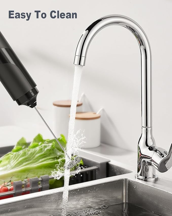 Milk Frother with Cover, Battery Operated Electric Frother, Whisk, Drink Mixer & Foamer for Coffee, Latte, Matcha, hot Chocolate