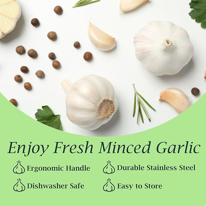 Fox Run Stainless Steel Garlic Rocker Press, Ergonomic Garlic Mincer