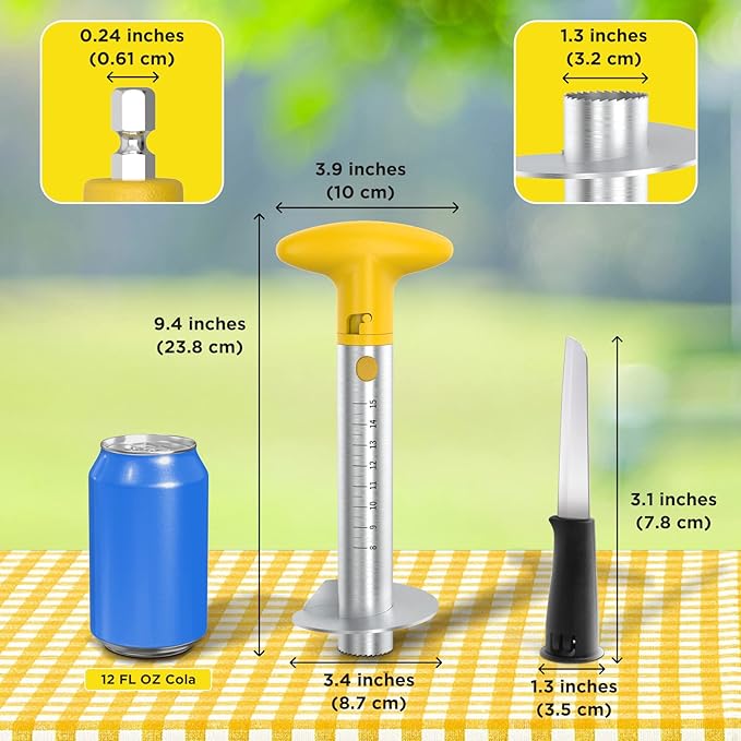 YYP Pineapple Cutter with Knife, [Upgraded, Electric & Manual] Durable Pineapple Corer with Electric Drill Accessory, Stainless Steel Fruit Peeler Knife Pineapple Slicer Core Remover Kitchen Tool