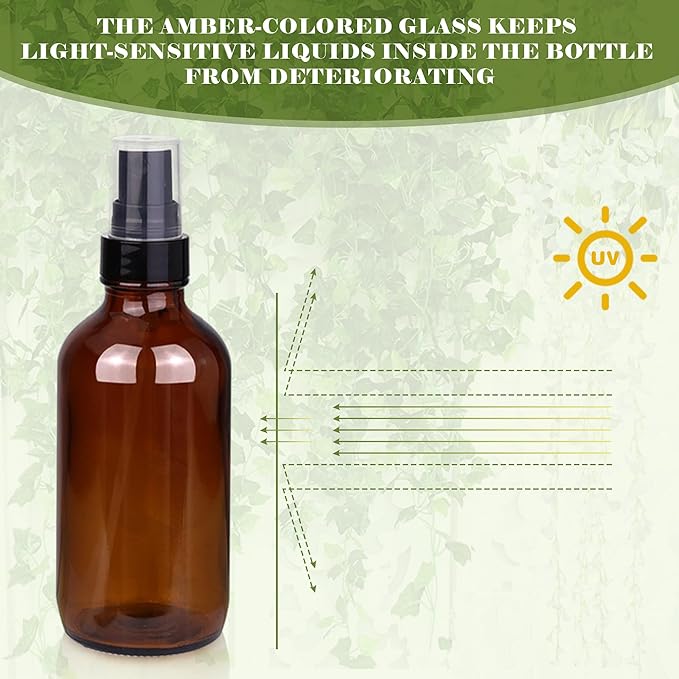 GIVAMEIHF 4oz Amber Glass Spray Bottles Mist Sprayer Set of 24,Empty Small Spray Bottle Fine Mist Spray Refillable Containers,Mini Travel Bottle Spray Bottle Make Perfect Oil,Perfume,Body Sprays