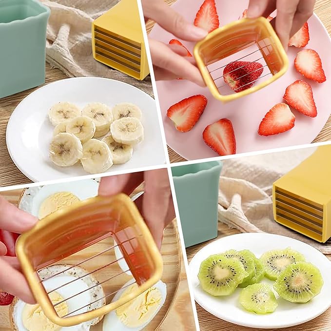 2PCS Fruit Slicer Cup: Strawberry Slicer, Speed Cutter for Banana Grape Egg Rapid & Safe Slicing Kitchen Gadget