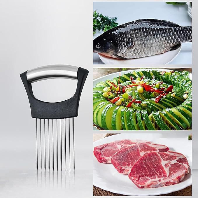 2Pcs Onion Holder, Onion Slicer, Onion Cutter for Slicing of Fruits and Other Vegetables,Multi-Purpose Kitchen Accessory,With protective cover,Finger Guards for Cutting Food