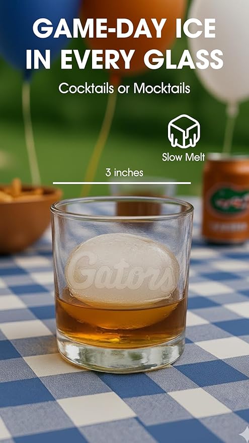 TEAM ICE - Florida Gators Silicone Ice Cube Tray - Large Silicone Ice Cube Mold for Whiskey & Cocktails, Durable Ice Tray for Game Day Drinks, College Logo Ice Mold for Fans & Tailgate Parties