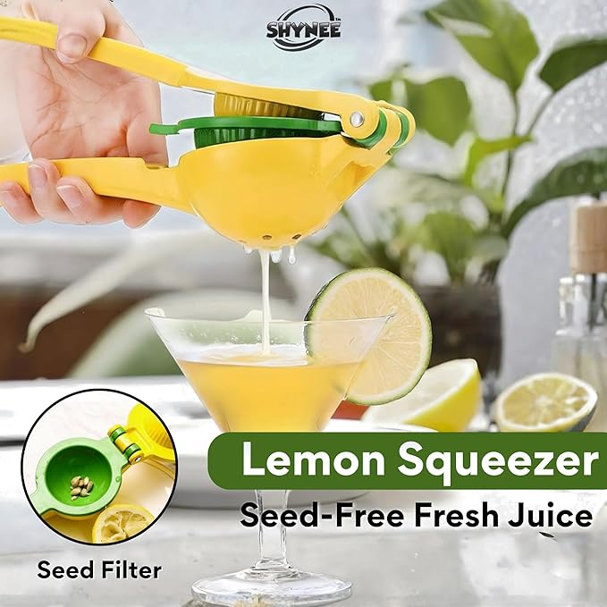 SHYNEE 4PCs Kitchen Essentials Kit – Lemon Squeezer, Garlic Press, Stainless Steel Whisk, Multi-Use Grater, Cheese Grater – Durable, Easy to Clean Cooking Tools Set for Everyday Meal Prep