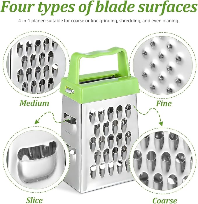 Kichvoe 6-Pack Mini Cheese Grater Set Stainless Steel Box Graters for Garlic Ginger Vegetable Slicing Shredding with Non-Slip Handle Compact Kitchen Tool