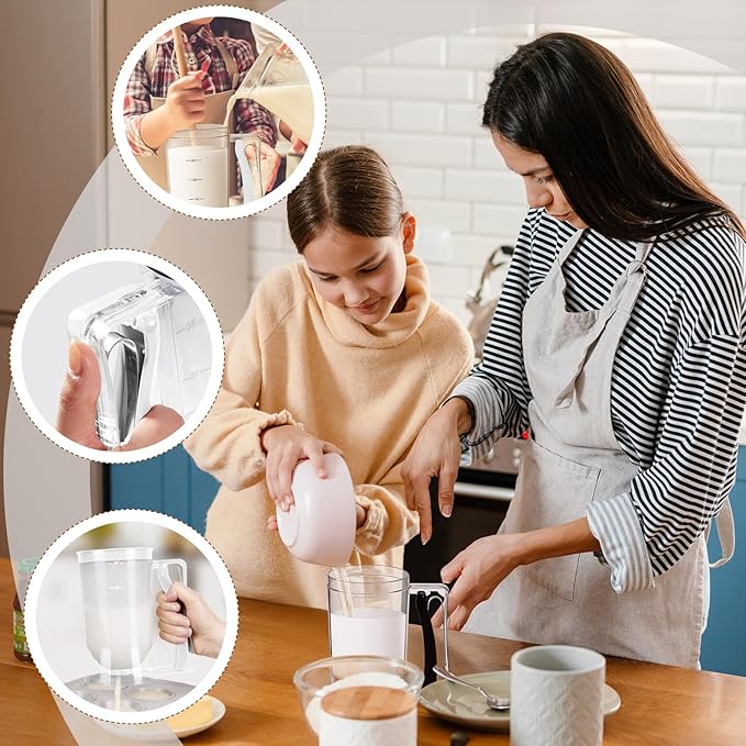 FillTouch 2 Pcs Cupcake Batter Dispenser Pancake Mix Dispenser 4 Cups with Squeeze Handle Tools for Pancake, Cupcake, Cookie, Cake, Waffles, Ice Cream Baking Gifts for Kitchen Housewarming (White)
